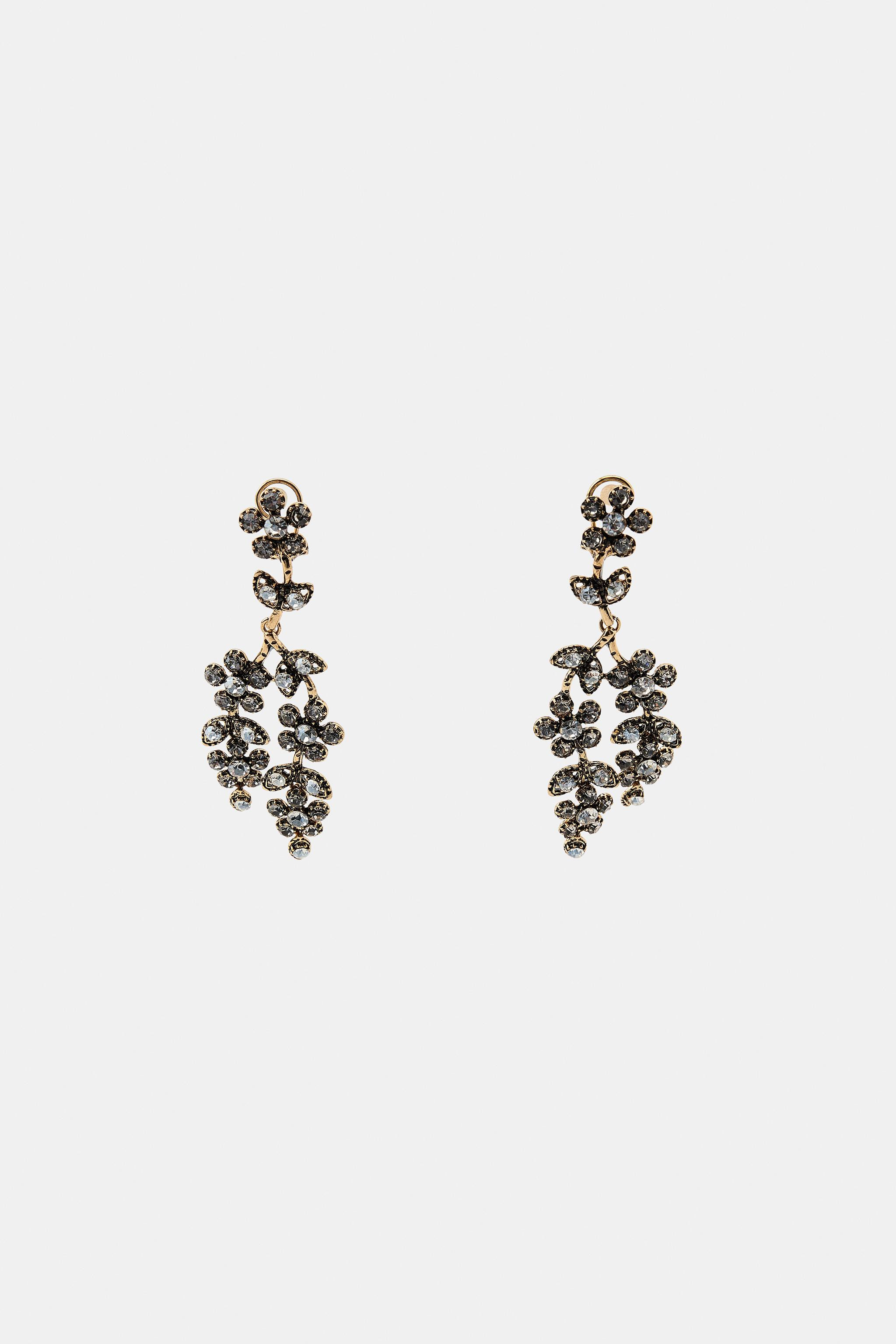 WATERFALL FLOWER JEWEL EARRINGS | Zara UK