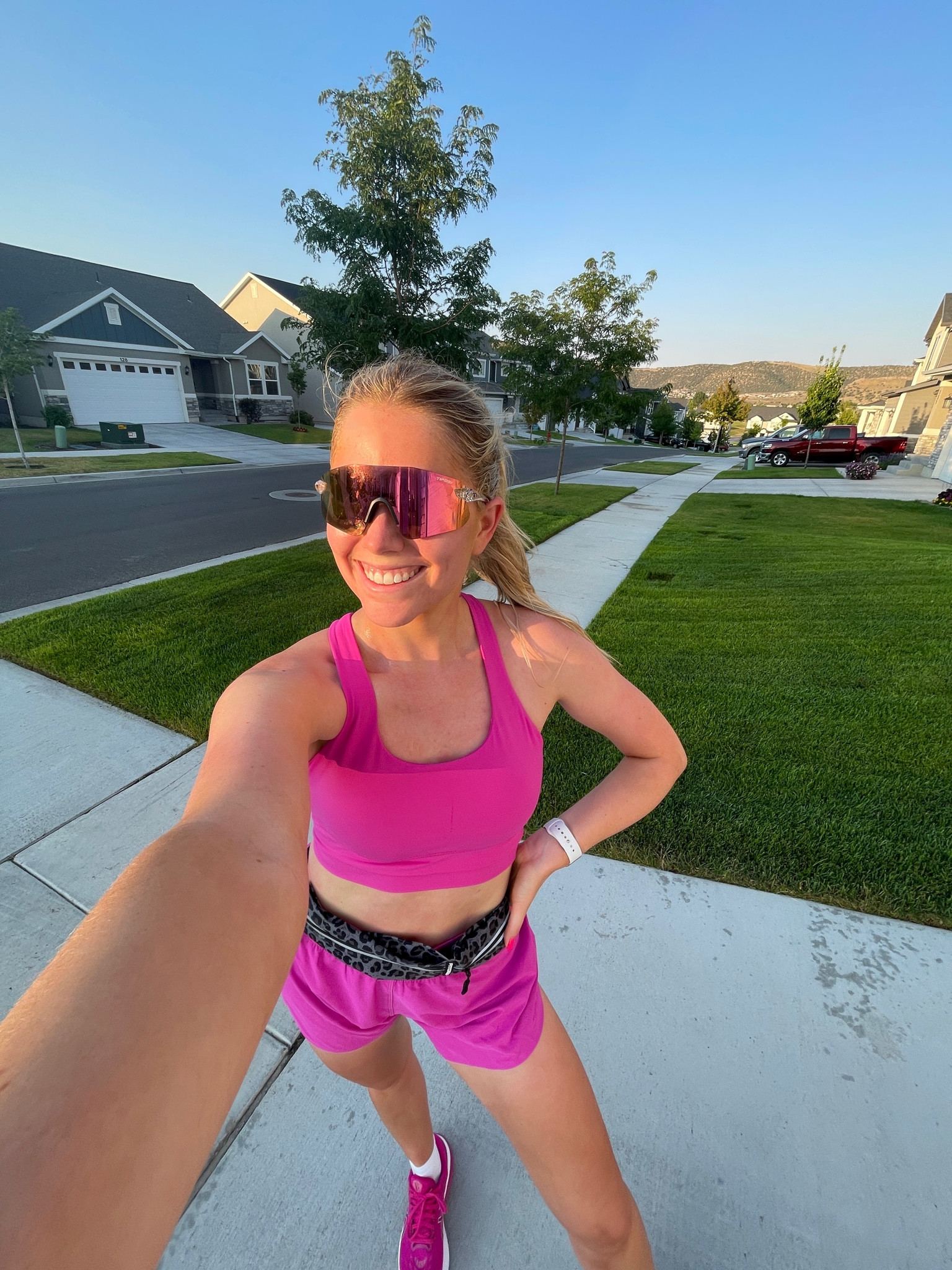 pink running outfit!
love these sports sunglasses for running! also love this running belt!!
top: true to size, more colors
shorts: true to size, more colors
sneakers: I always size up half 

| runner | women’s running | athletic wear | active wear | fitness 

#LTKActive #LTKFitness