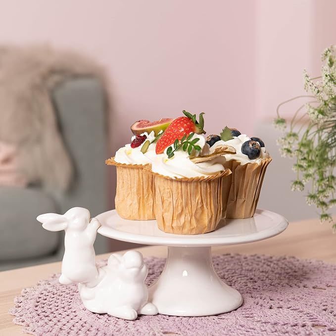 Ceramic Cake Stands Decorative Bunny - Easter Decoration Birthday Cake Display Tray for Wedding P... | Amazon (US)