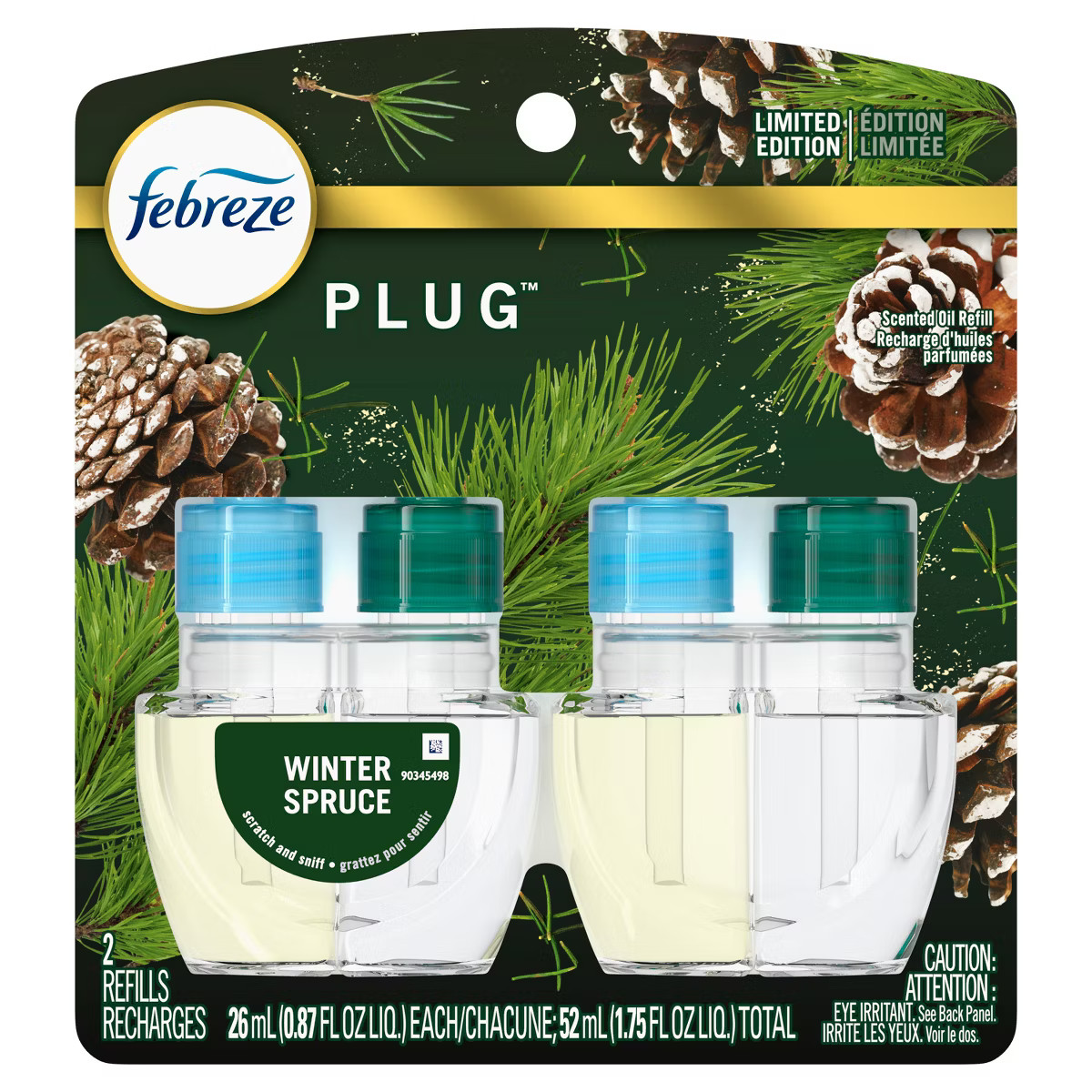Febreze Plug with Fade Defy Technology Air Freshener - Winter Spruce - 1.75 fl oz/2pk | Target