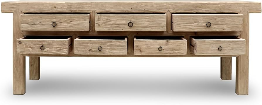 Capri 7 Drawers Weathered Natural Pine 98x20x35H Sideboard | Amazon (US)