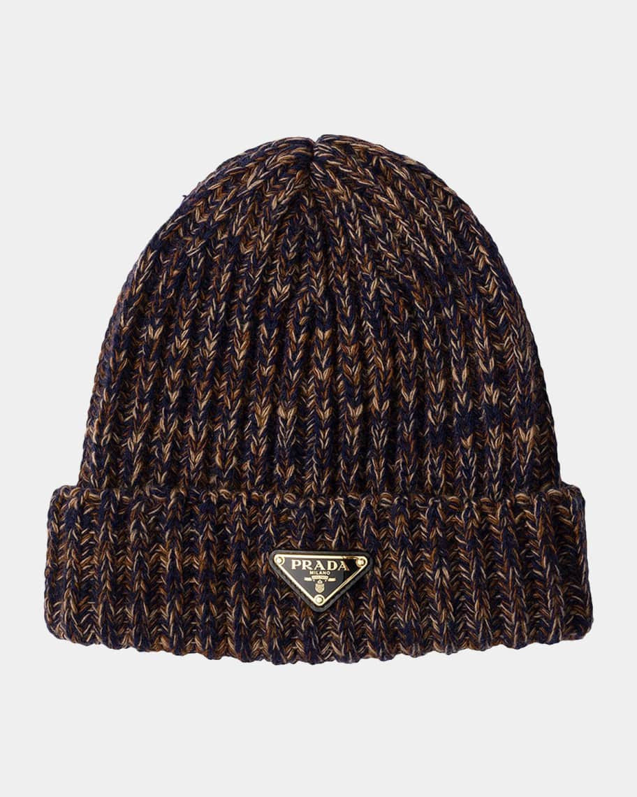 Prada Melange Wool Rib Beanie | Neiman Marcus