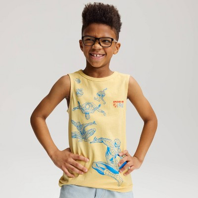 Boys' Spider-Man Oversized Graphic Tank Top - Cat & Jack™ Yellow S | Target