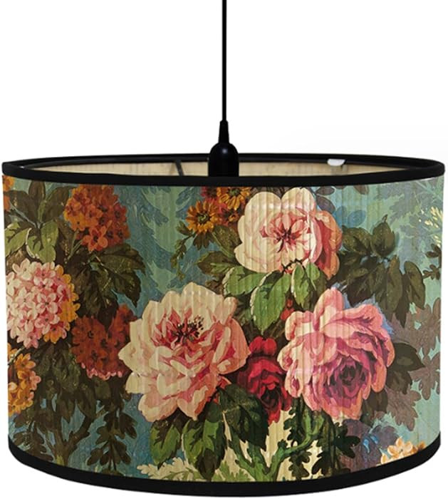 Mewutal E27 Drum Lampshade Floral Pattern Chandelier Lamp Shade Removable Lamp Cover 11.81"×11.8... | Amazon (US)