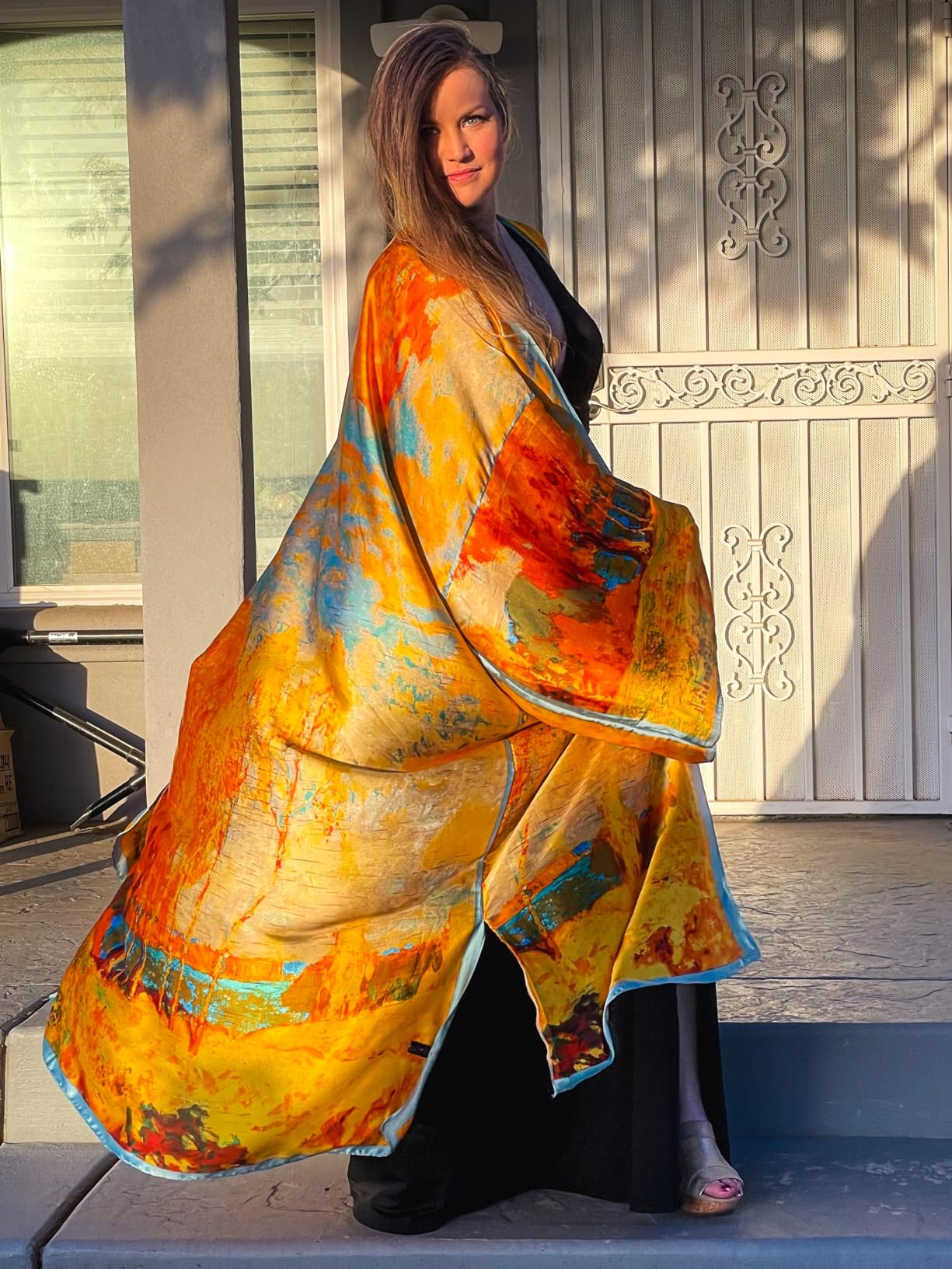 Summer Silk feeling beach cover up Women Cardigan fashion sexy Boho African Holiday party long Sl... | Amazon (US)