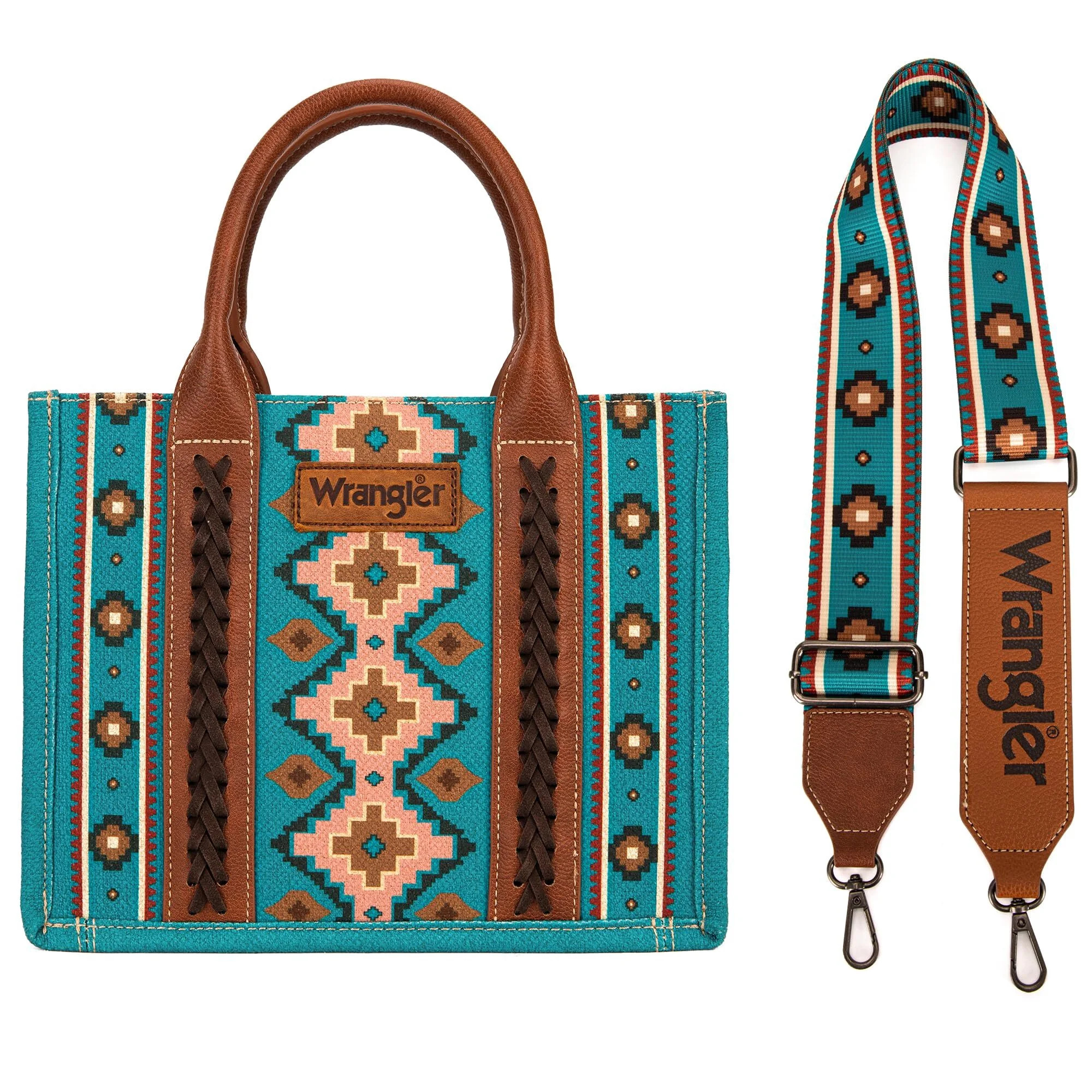 Wrangler Aztec Tote Bag for Women Boho Shoulder Purses and Handbags, Dark Turquoise - Walmart.com | Walmart (US)