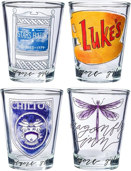 Silver Buffalo Gilmore Girls Stars Hollow, Luke's, Chilton, and Dragonfly Inn 4 Pack Mini Glass S... | Amazon (US)