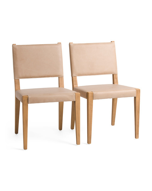 Set Of 2 Villa Leather Dining Chairs | TJ Maxx