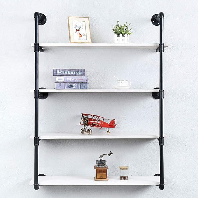Amazon.com: Industrial Pipe Shelving Wall Mounted,36in Rustic Metal Floating Shelves,Steampunk Re... | Amazon (US)