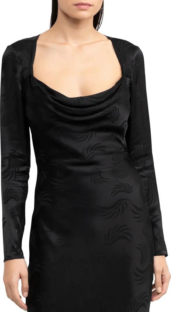 Yves Long Sleeve Satin Evening Gown | Nordstrom