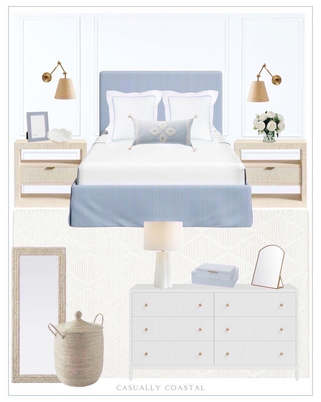 Beachy Bedroom Design

Coastal bedroom, Beachy bedroom, light and airy bedroom, coastal home, coastal style, coastal bed, beach house bedroom, beach home decor, wayfair bed, upholstered slipcover bed, wayfair mirror, cornhusk mirror, pottery barn nightstand, coastal nightstand, wayfair dresser, 6 drawer dresser, glass table lamp, coastal lamp, coastal jewelry box, standing vanity mirror, larkspur task sconce, coastal rug, neutral rug, geometric area rug, ivory rug, 6x9 rug, coastal pillows, blue and white pillows, Serena & lily pillow cover, coastal blue pillow cover, silk peony arrangement in vase, faux peonies, coastal picture frame, enamel frame, scallop marble dish, coastal basket 


#LTKHome