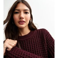 Women's Burgundy Moss Stitch Crew Neck Jumper New Look | New Look (UK)