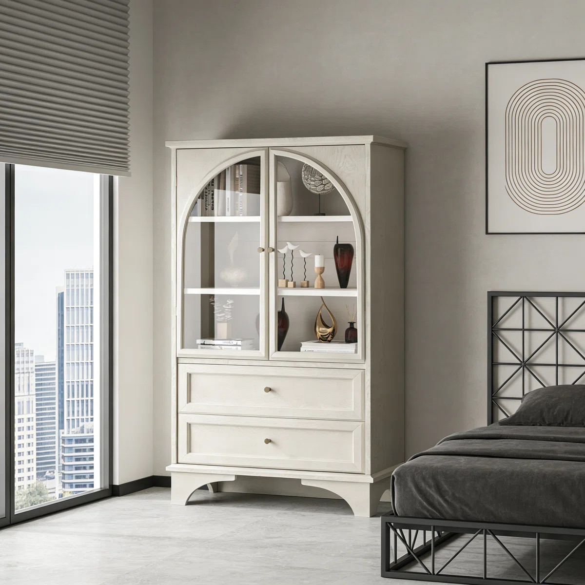 52.17"H Glass Door Display Case Storage Cabinet With 2 Drawers And Adjustable Shelf, Spacious Sto... | Wayfair North America