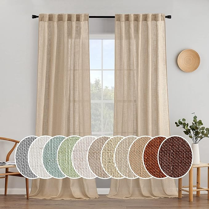 MIULEE Camel Beige Linen Curtains 90 Inch Length 2 Panels for Bedroom Living Room, Soft Thick Lin... | Amazon (US)