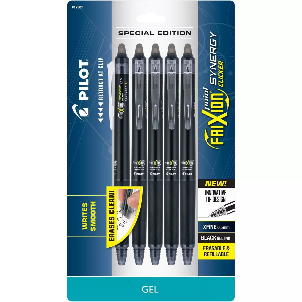 Pilot 5pk FriXion Synergy Clicker Erasable Gel Pens Extra Fine Point 0.5mm Black Ink | Target