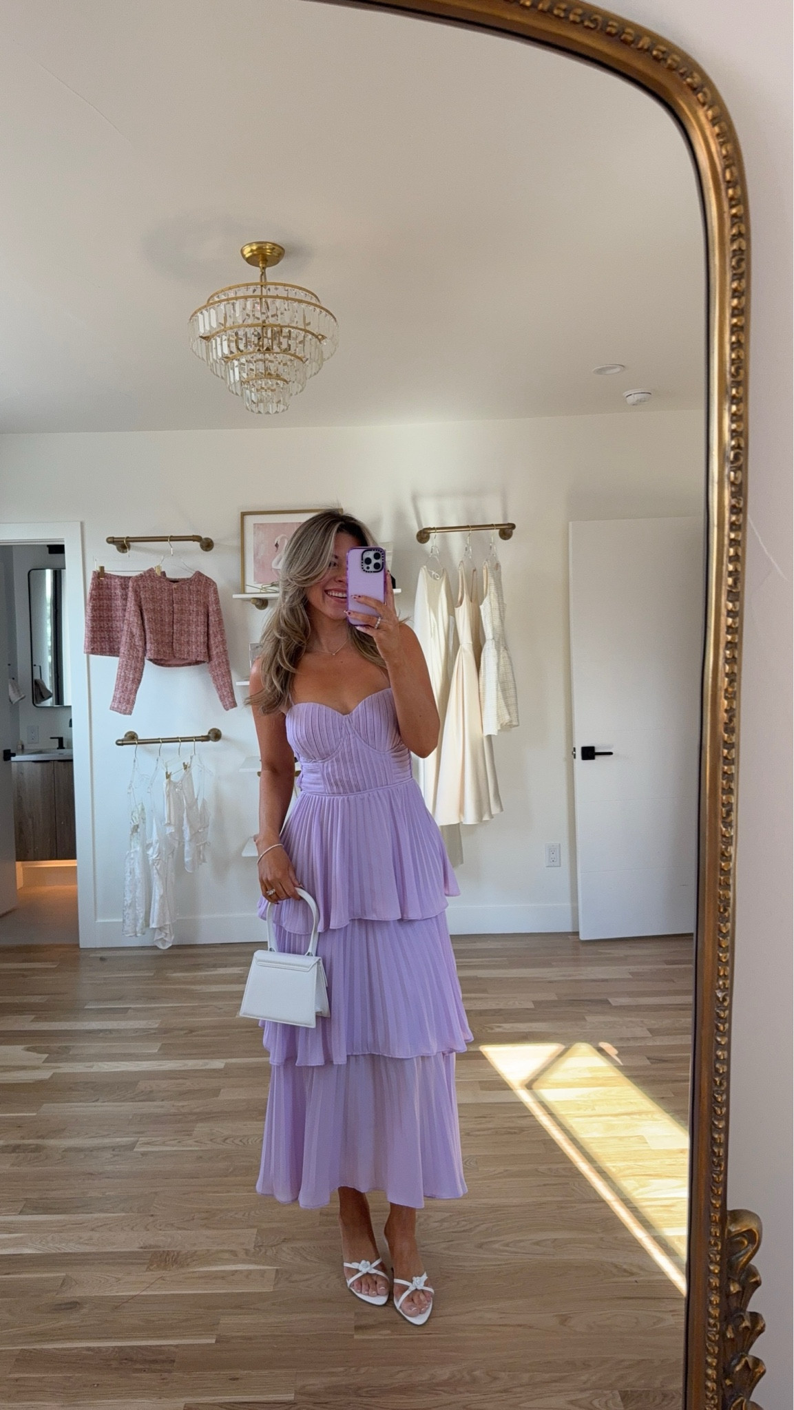 Lilac tiered wedding guest dress spring formal event dress purple special occasion dress. 

Wearing my usual small. 

Lulus code: Emerson 
Electric picks code: Emerson20
Divi code: Emerson

#LTKWedding #LTKFindsUnder100 #LTKParties