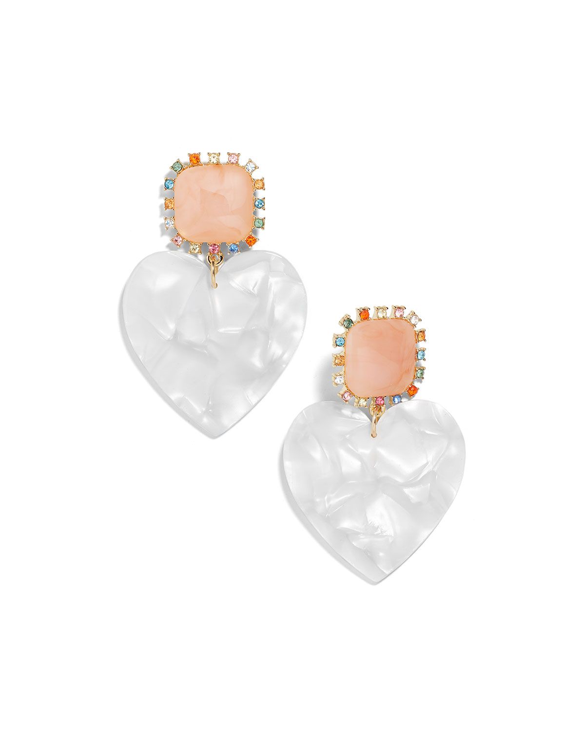 Aerilyn Heart Drop Earrings, White | Neiman Marcus