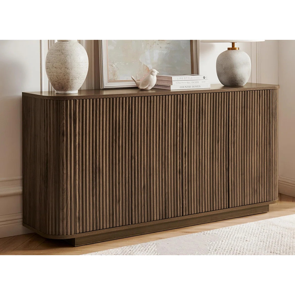 64" Modern Fluted Sideboard Buffet Cabinet - Storage Credenza | Wayfair North America