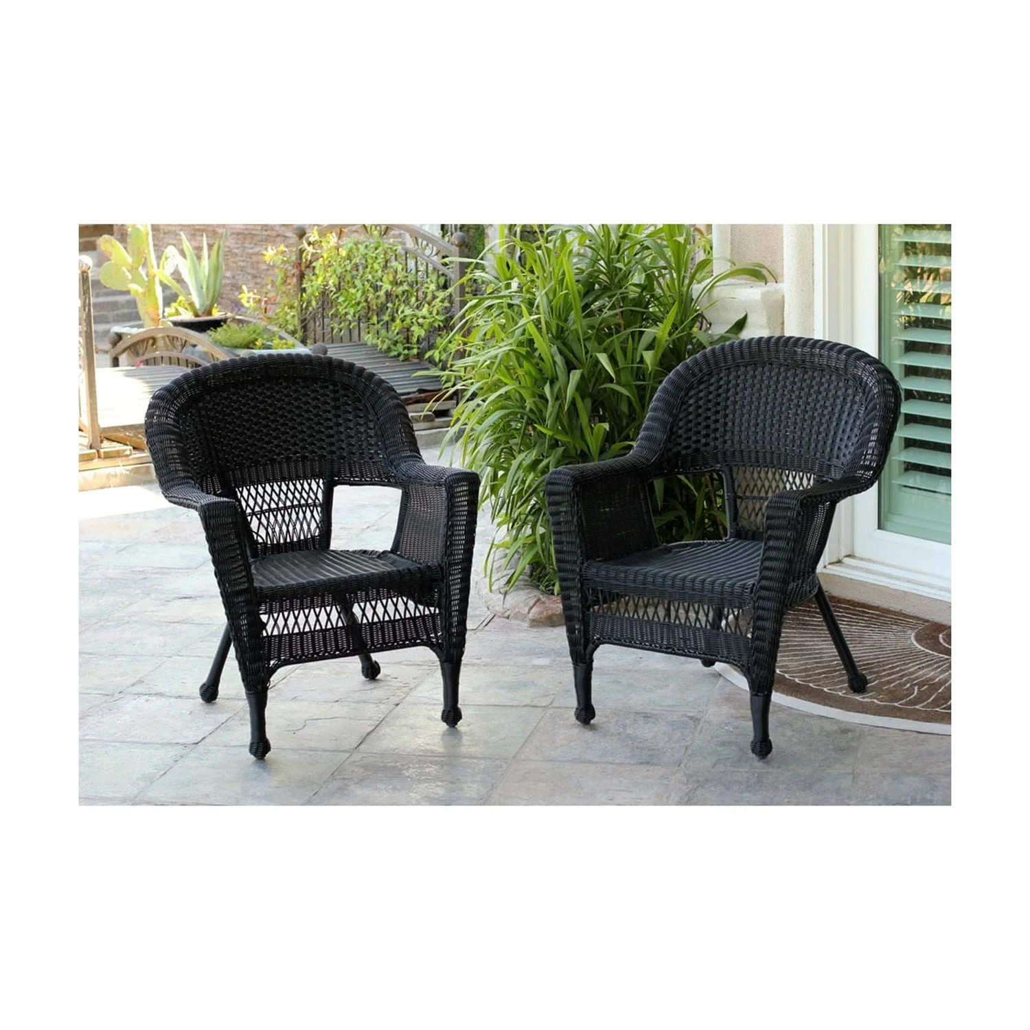 Jeco W00207-C-2 Black Wicker Chair - Set 2 | Walmart (US)