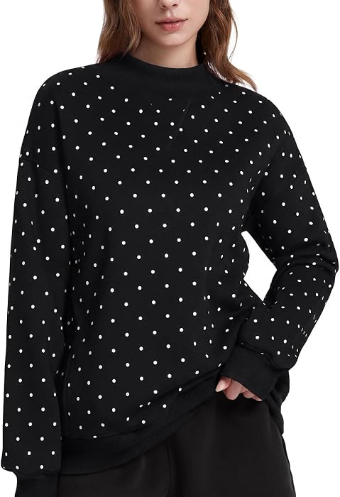 SUUKSESS Women Cotton Mock Neck Sweatshirts Oversized Long Sleeve Pullover | Amazon (US)