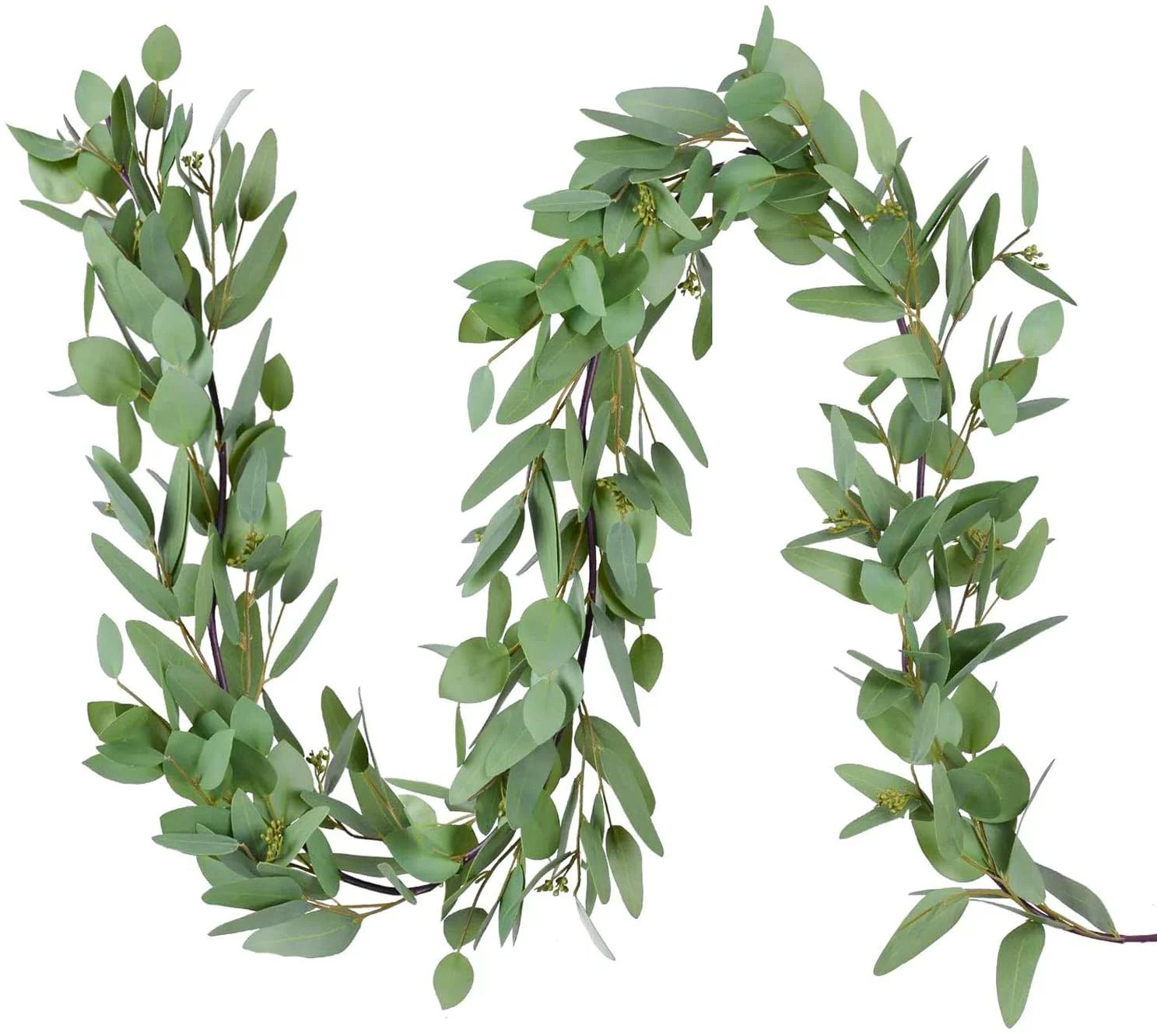 Coolmade 5.5ft Seeded Eucalyptus Garland, Artificial Vines Faux Eucalyptus Leaves Table Garland A... | Walmart (US)