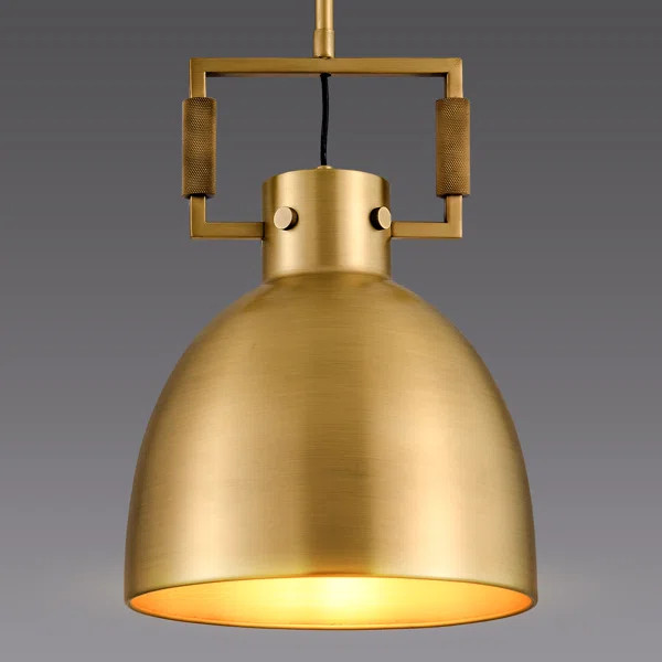 Bowan 1 - Light Industrial Pendant Light with Brass Dome Lampshade for Kitchen Island(Bulb Includ... | Wayfair North America