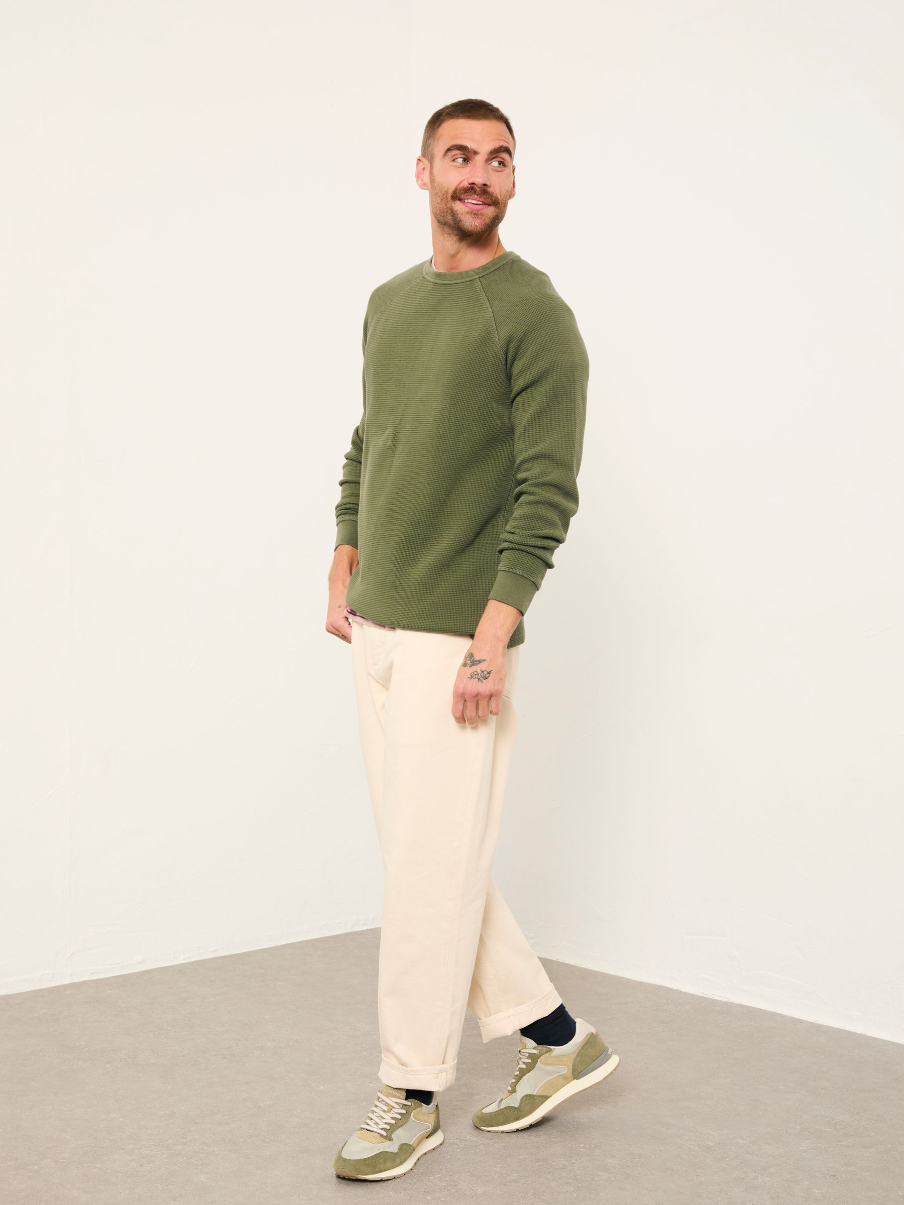 Wye Dusky Green Crew Neck Sweat | FatFace | Fat Face