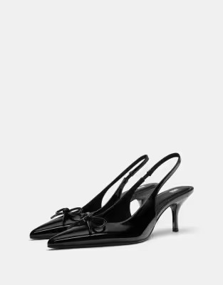 Pull&Bear Faux patent leather high-heel shoes in black | ASOS (Global)