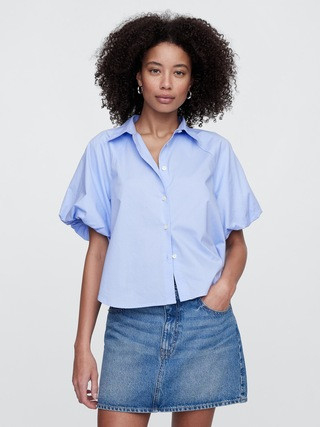 Poplin Bubble Sleeve Top | Gap Factory