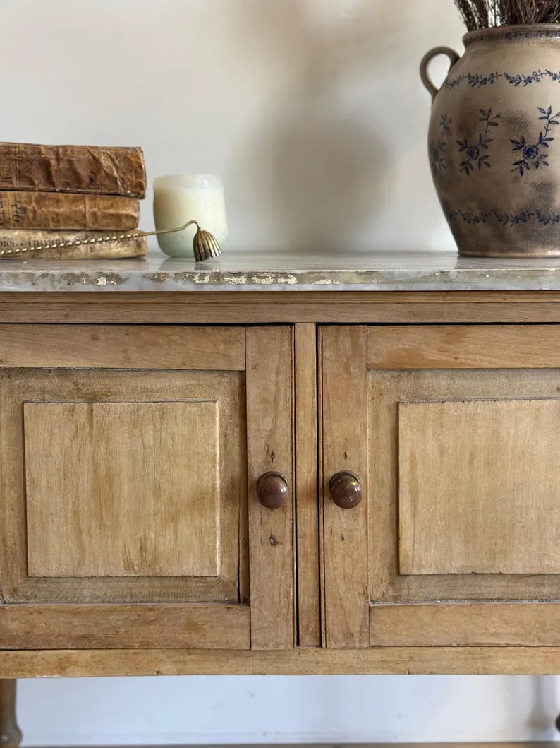 Antique English Pine & Marble Sideboard - Etsy | Etsy (Global)