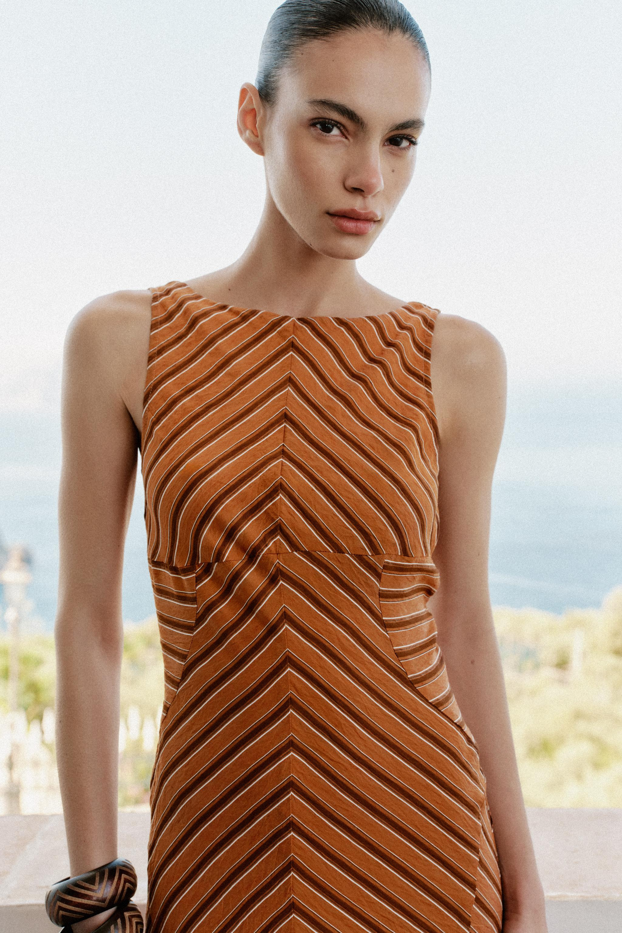 STRIPED OPEN BACK MIDI DRESS | Zara US