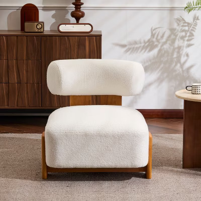 Christopher Knight Home Orla Contemporary Rubberwood Boucle Upholstered Chair, Beige | Target
