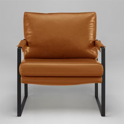 Art Leon Faux Leather Cushioned Seat and Back Accent Chair | Target