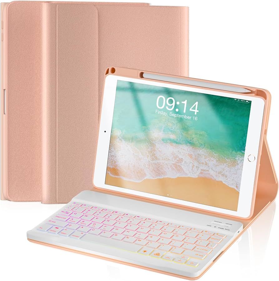OPAKIT Keyboard Case for iPad Air-2 9.7 Inch 2014, 7-Color Backlit Detachable Wireless with Penci... | Amazon (US)