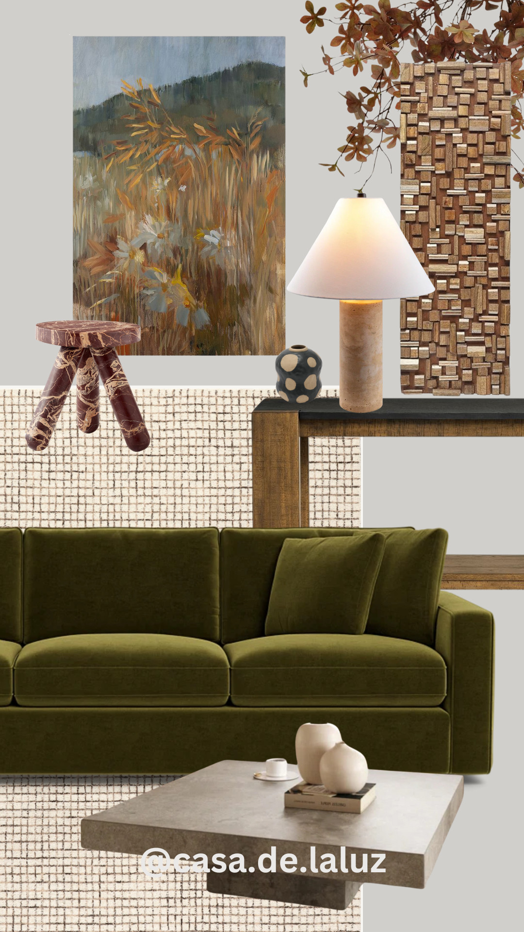 Earthy tones, cozy vibes 🍂✨ Olive velvet, warm woods, and rich textures come together in this living room inspo.  

 

#LTKHome #LTKFamily