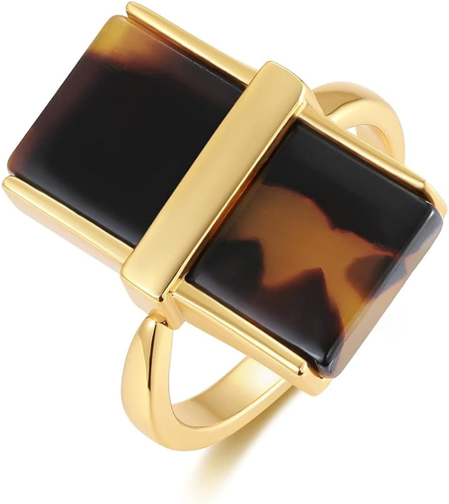 Mothers Day Gifts for Wife Leopard Ring for Women Leopard Jewelry Adjustable Gold Plated Acrylic ... | Amazon (US)