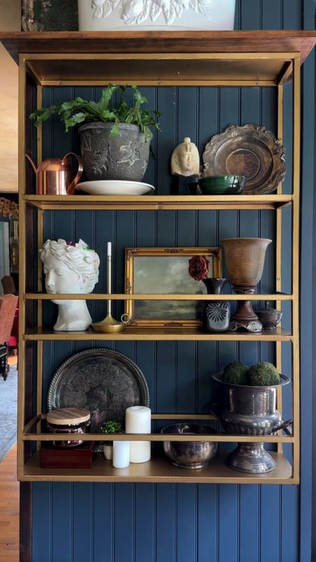 If you’re looking for some pieces to make a beautiful shelf display: one of our favorite things is a tarnished silver plate tray to be a backdrop for different sections.
.
We’ve listed some here from vintage sellers on Etsy that we think will up your shelfie game ❤️

#LTKHome #LTKSeasonal #LTKVideo