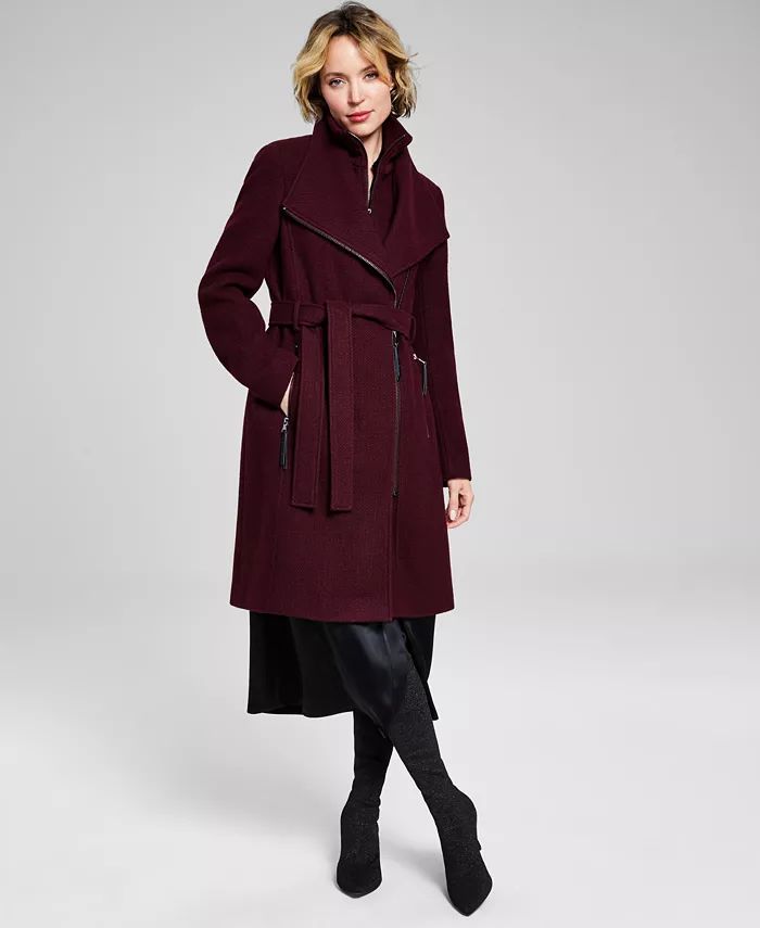 Women's Wool Blend Belted Wrap Coat, Created for Macy's | Macy's