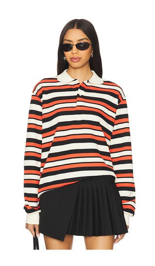 LIONESS Leisure Long Sleeve Polo in Red. - size M | Revolve Clothing (Global)