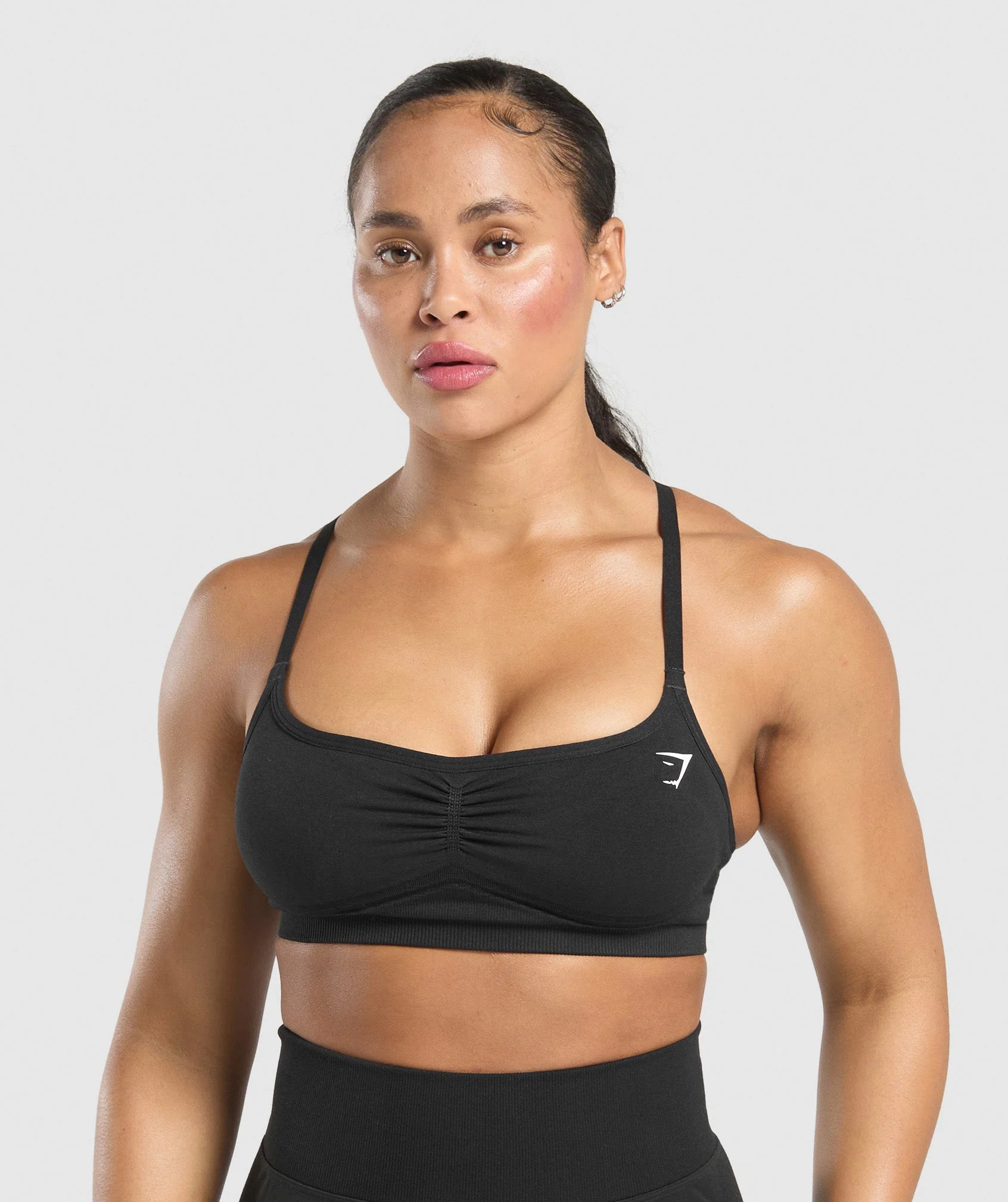 Gymshark Lift Seamless Sports Bra - Black/Black Marl | Gymshark CA