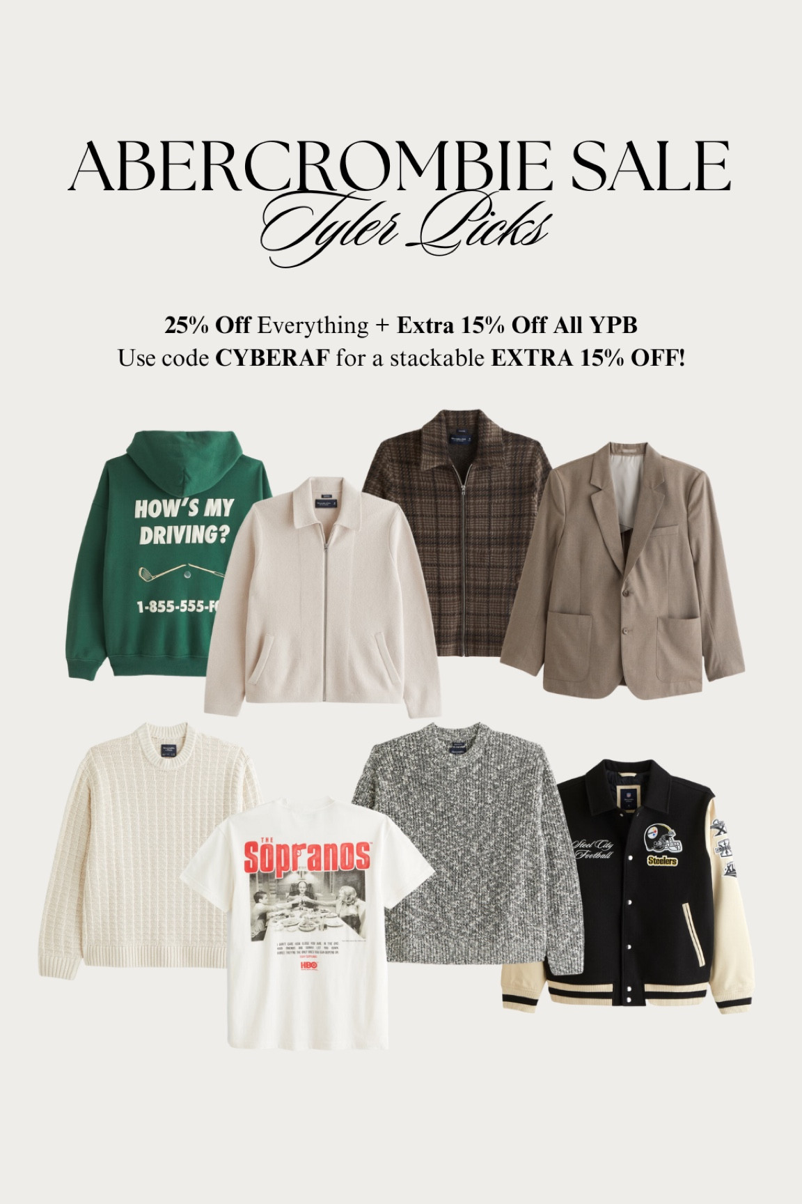 Abercrombie Black Friday Cyber Monday sale! Use code CYBERAF for an extra 15% off! #mensclothes #mensoutfit #menssale #menssweaters #mensjackets #giftsforhim #abercrombiesale 

#LTKCyberWeek #LTKHoliday #LTKSeasonal