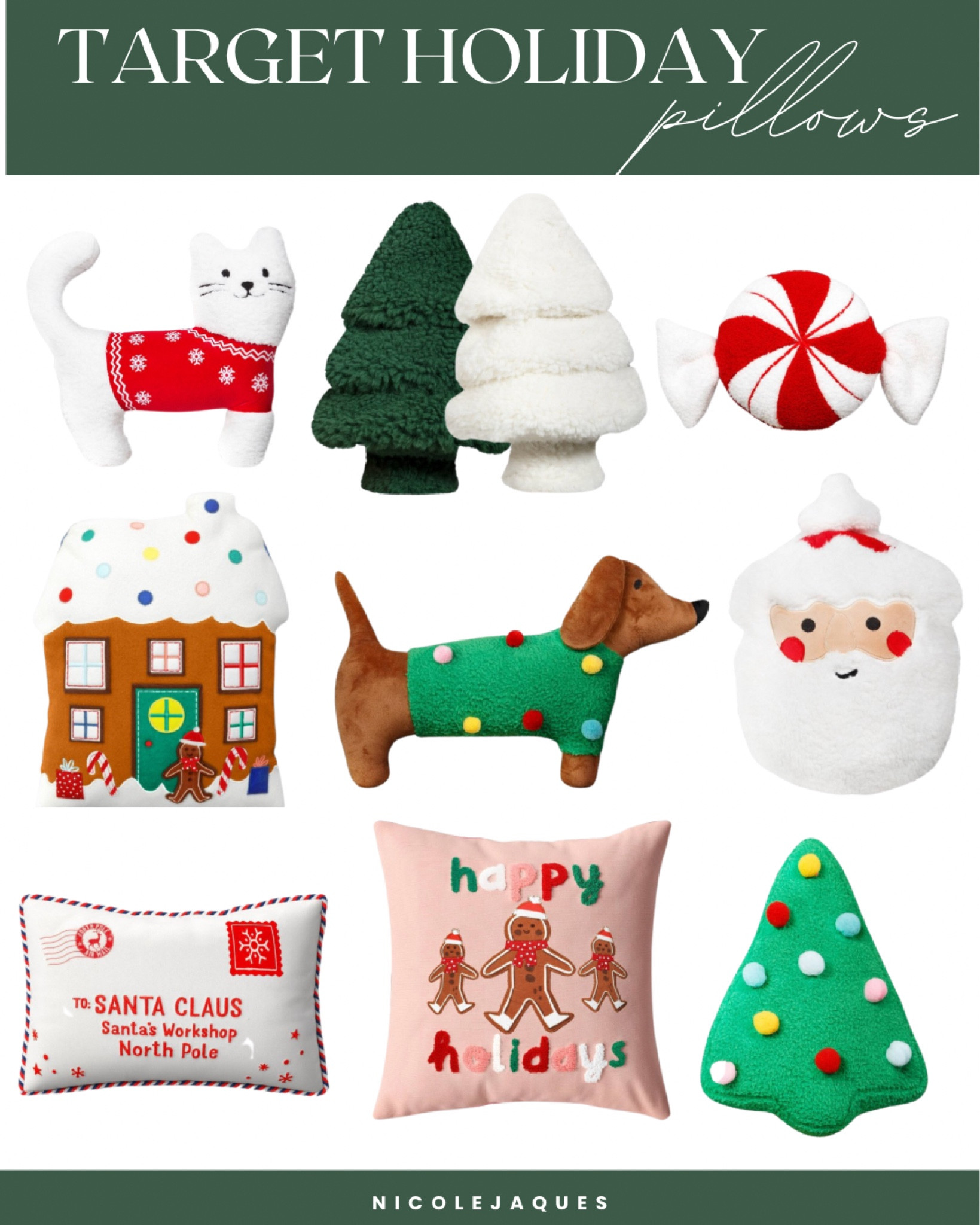 Target holiday pillows | Tree pillows | Target holiday | Santa pillow | Peppermint Pillow | Santa Letter | Holiday decor | Christmas decor 

#LTKGiftGuide #LTKhome #LTKHoliday