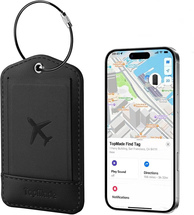 Luggage Tags, Works with Apple Find My, Smart Suitcase Tag Tracker | Leather Luggage Tag for Suit... | Amazon (US)