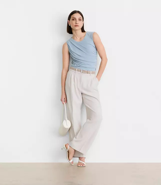 LOFT Versa Mesh Ruched Tank Top | LOFT