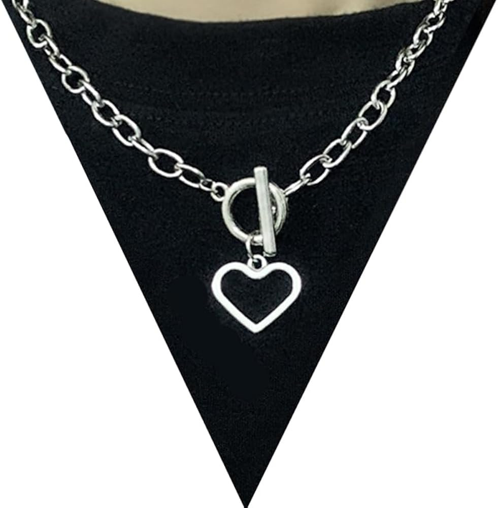 Necklaces for women, jewelry chains heart pendant, choker necklace, silver stainless steel, 2000s... | Amazon (US)