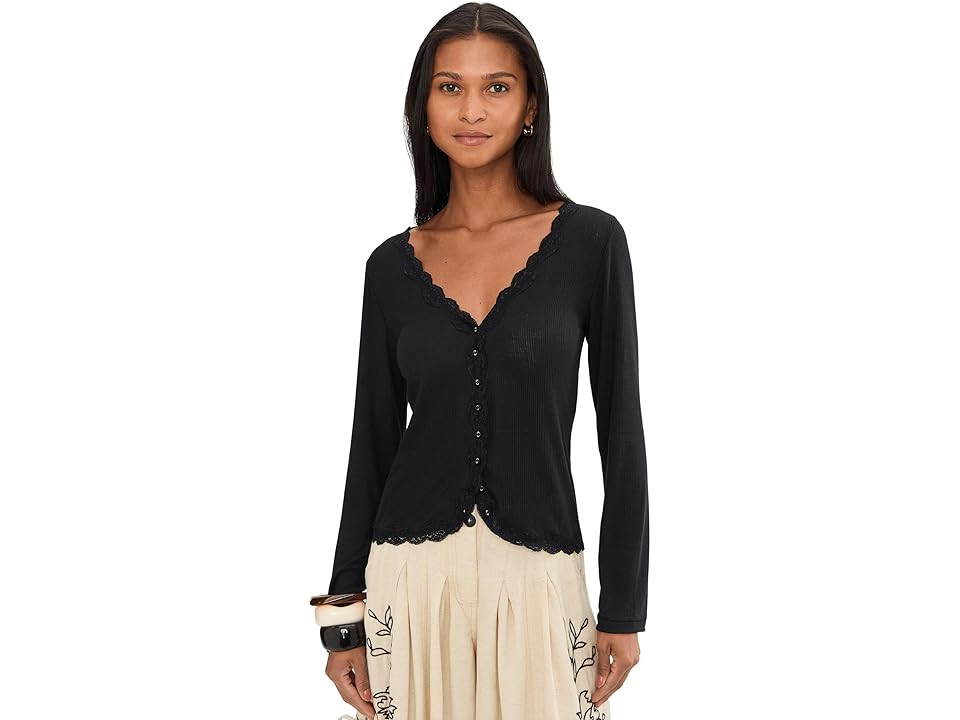 Free People Big Love Rib Cardi Women's Clothing Black : XS, Elastane/Polyester/Viscose | Zappos