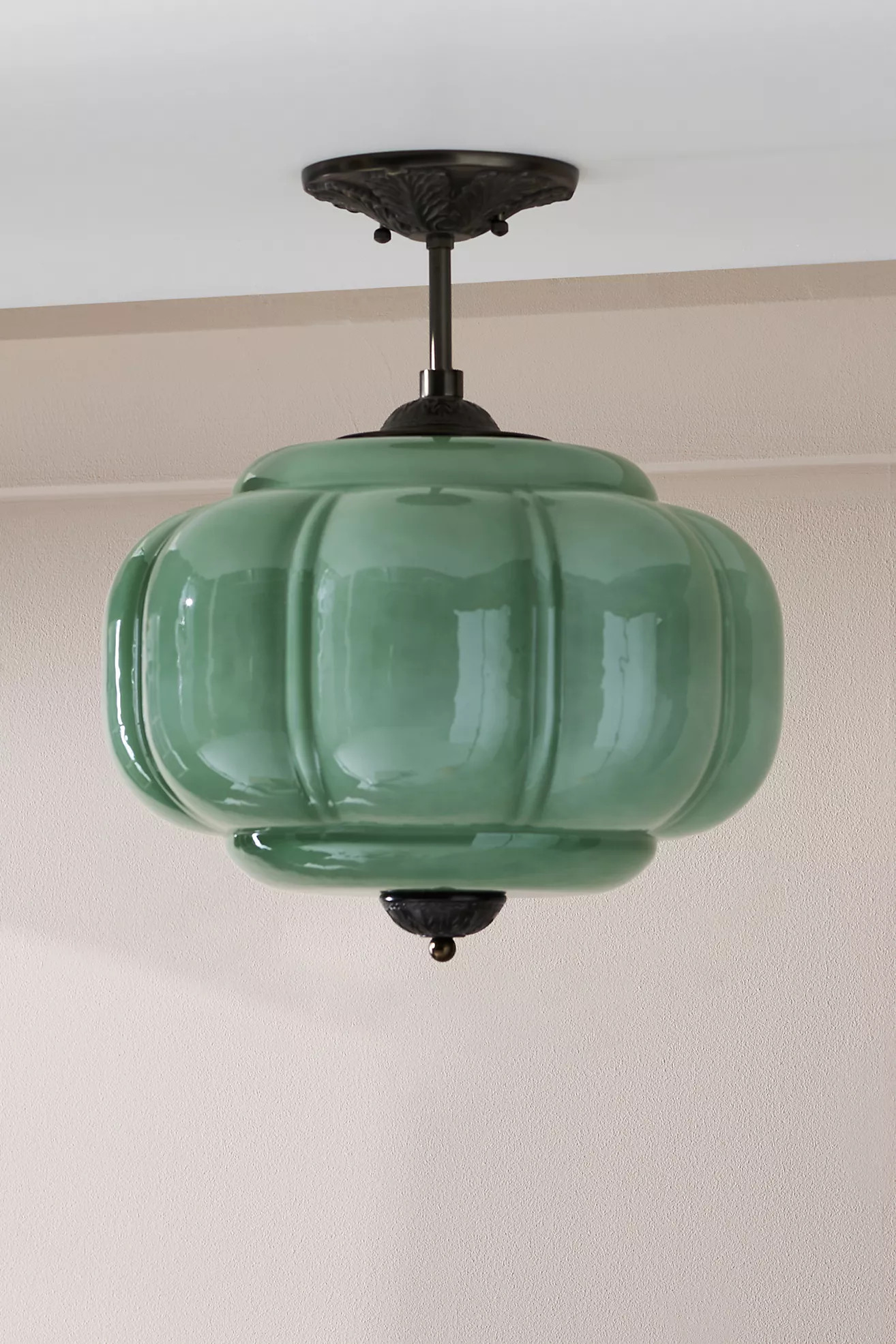 Eloise Milk Glass Scalloped Semi-Flush Mount Light | Anthropologie (US)