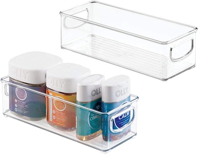 mDesign Stackable Plastic Storage Bin Caddy with Handles - Organizer for Vitamins, Supplements, S... | Amazon (US)