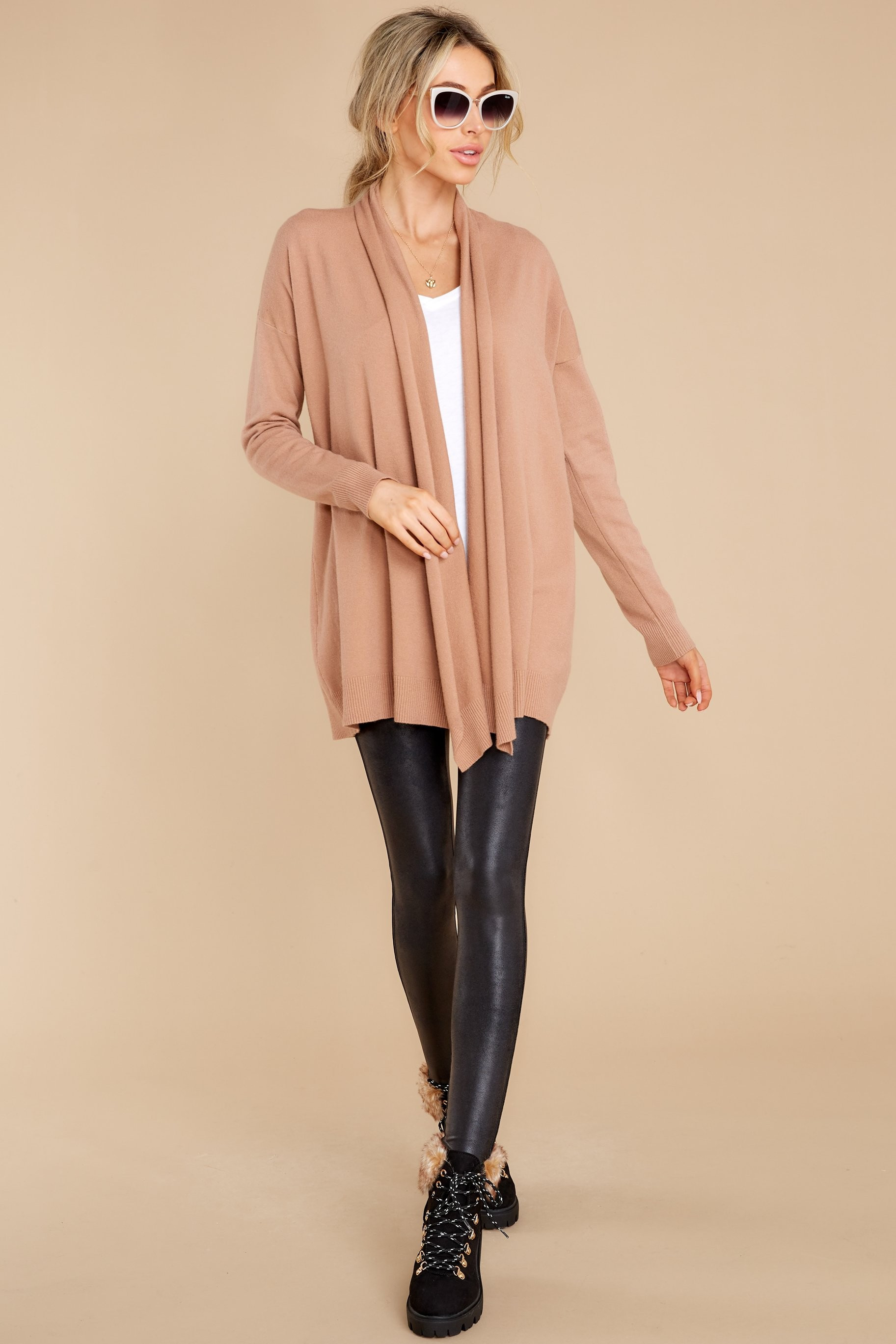 Lovely Weather Dusty Camel Cardigan | Red Dress 