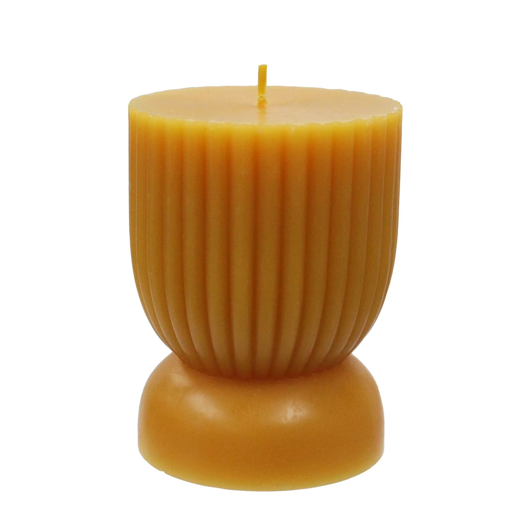 Better Homes & Gardens Unscented Ribbed Pillar Candle, 3x4 inches, Orange | Walmart (US)